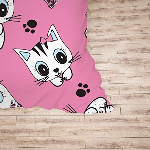 Parure de lit chat avec housse de couette et 2 taies d'oreiller 100% polyester
