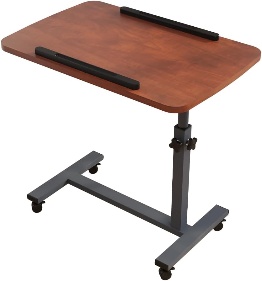 Overbed Bedside Table with Wheels, Medical Hospital Bed Table, Computer Stand for Bed Side, Rolling Tray for Hospital and Home Use