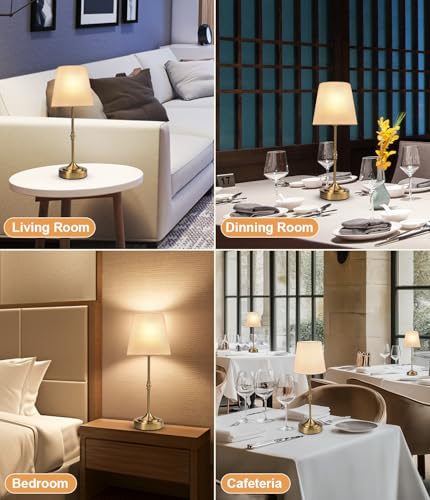 Rechargeable Cordless Lamp, 5000mAh Battery Operated Table Lamp, Wireless 3-Level Dimmable Touch Lamp, Portable Night Bedside Brass Lamp, Desk Light for Home Decor, Patio, Restaurant, Dinning - Image 7