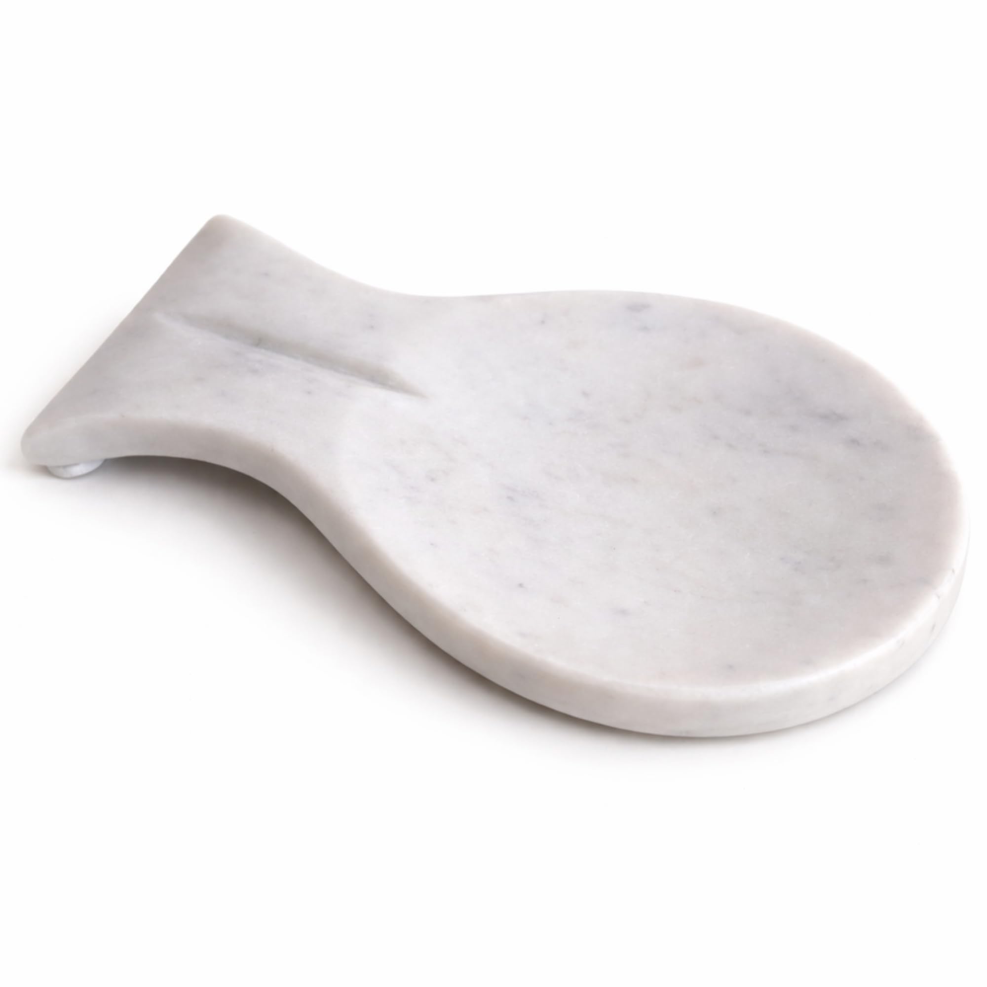 Spoon Rest Handmade Marble Big White Spatula Ladle Fork Utensil Rest - Spoon Rests Keeper Kitchen Organizer - Chef Cooking Helper Tool Countertop Spoon Holder