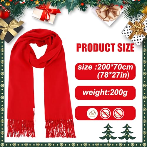 Suhine 10 Pieces Christmas Red Scarf Bulk Unisex Cold Weather Winter Scarves Christmas Theme Holiday Warm Scarfs for Women Girls Men Christmas Gifts Party Favor2