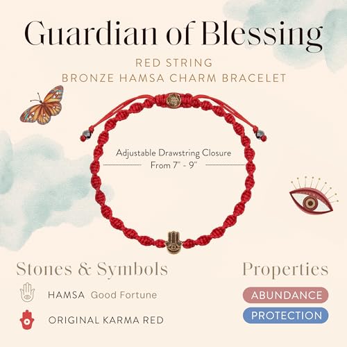 Image of KARMA AND LUCK Guardian of Blessing, Men's Red String Bronze Charm Bracelet, Handmade in Bali for Protection, Adjustable Size