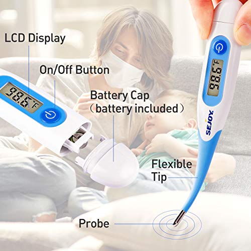 Digital Thermometer for Adults, Medical Oral Thermometer for Fever, Rectal Armpit Thermometer for Baby Kids and Adults, Accurate Waterproof Termometro