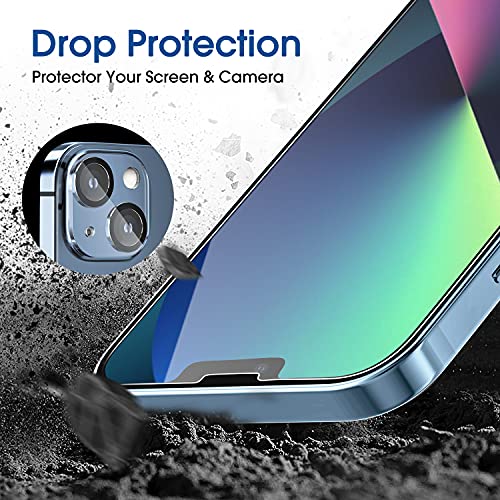 Image of amFilm Screen Protector OneTouch Compatible with iPhone 13, iPhone 13 Pro (6.1 inch, 2021) Tempered Glass and Camera Lens Protector, Edge to Edge Full Coverage Easy Installation Kit, Plastic, 2+2 Pack