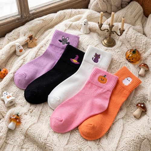 Image of Eurzom 10 Pairs Socks Womens Crew Elastic Ankle Length Cotton Socks Aesthetic Cute Lightweight Low Cut Gifts for Women
