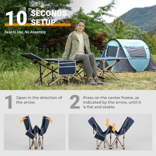 Overmont Klappbar Übergroß Feldbett mit Matratze - Campingbett für Erwachsene 190 x 71 x 36 cm - bis 250kg Belastbar - 2400D Oxfordgewebe… – Ansicht 2