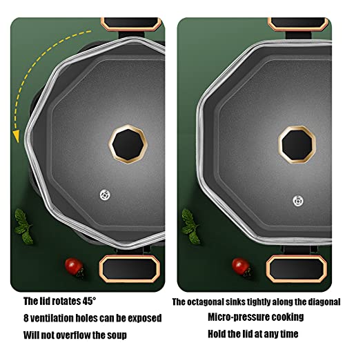 5L Portable Nonstick Frying Pan, Multifunctional Octagonal Electric Skillet for Stir Fry, Electric Hot Pot, Electric Stock Pot, Electric Saucepan - immagine 5