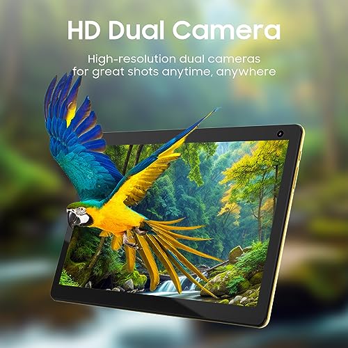 Image of Coopers 10 inch Tablet, Android 12, 32GB ROM 512GB, Quad Core Processor, 6000mAh Battery, 1280x800 IPS Touchscreen, 2+8MP Dual HD Camera, PC, Bluetooth, WiFi, Yellow
