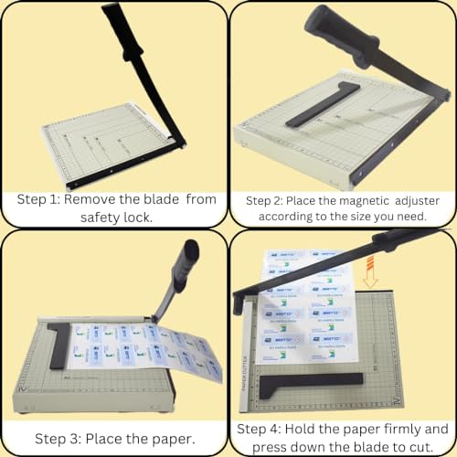 Image of Canoff Paper Cutter, A4 Paper Trimmer 12 inch Cut with Automatic Hand Safeguard and Side Ruler for Scrapbooking, Coupon, Craft Paper, Cardstock, Label and Photo (A4 Paper Trimmer 12 inch White)