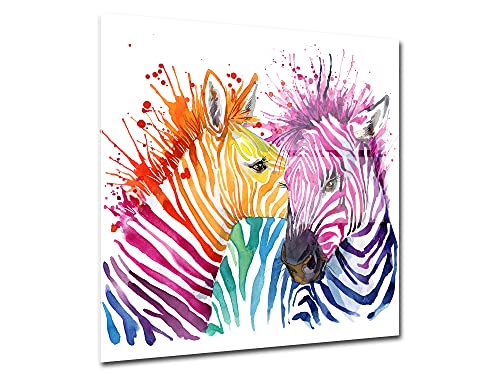 DECLINA – Tableau Mural Home Les Zèbres – Déco Murale Safari – Photo Sur Verre Acrylique Brillant – Fabrication Française – 50 x 50 cm
