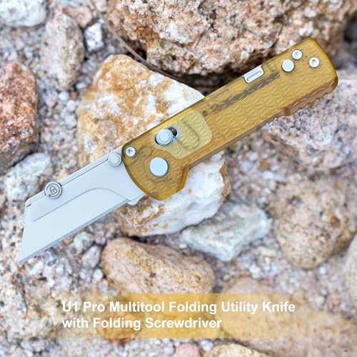 Image of OKNIFE U1 Pro Multitool Folding Utility Knife with Folding Screwdriver, Quick Change Blade, Rail Lock & Pocket Clip for Men Women (PEI)