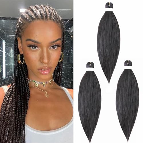 Gairyan Extensiones para Trenzas Africanas Cabello 3 Piezas 26inch Natural Yaki Textura Pre-Stretched Braiding Hair Easy Trenzas Pelo Sintético Profesional para Trenzado (Marrón medio)