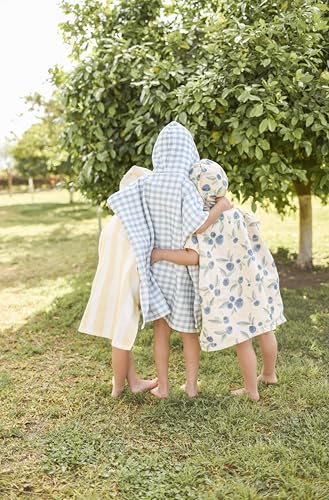 Image of Hooded Towel for Toddlers - Muslin Cotton Checker Print - Ultra Soft, Absorbent, Lightweight (Yellow Striped, 4-5T)