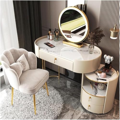 TVT ���� �I�V���� ���ϑ� �h���b�T�[ �e�[�u���h���b�T�[ �嗝�ΓV�� �Q�� ��e�ʈ����o�� ���[�t�� �e�[�u�� LED�~���[ �~���[�ƃ��C�g�t���̉��ϑ� ���[ �Z�b�g �k�������_�� ������ԑΉ� (120×40×76cm + �z���C�g �y�^���`�F�A,