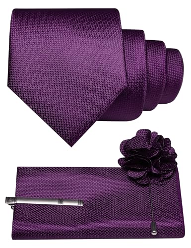 Image of JEMYGINS Mens Tie and Lapel Pin with Pocket Square Tie Clip Sets for Casual and Business 4PCS