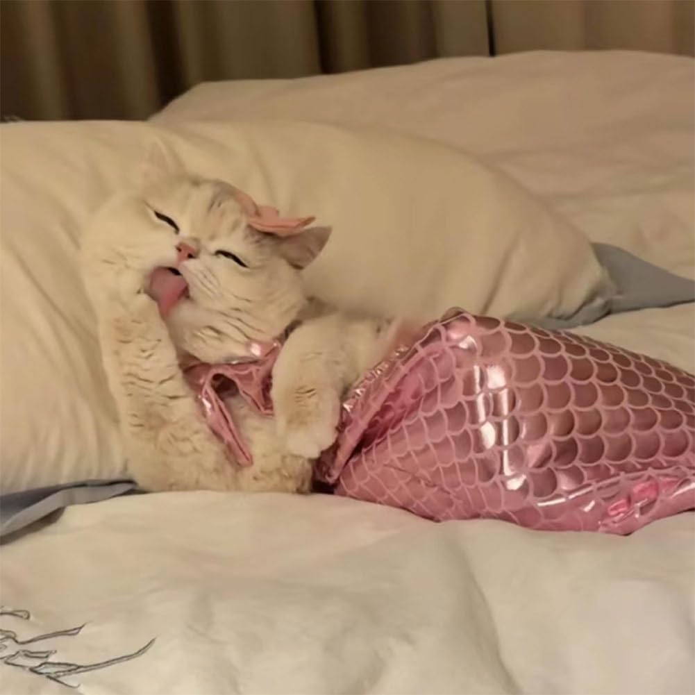 Zeemeerminkostuum voor katten, kattenkleding met hoofdband en haltertop | Puppy kleding, creatief huisdierkostuum voor kleine honden en katten