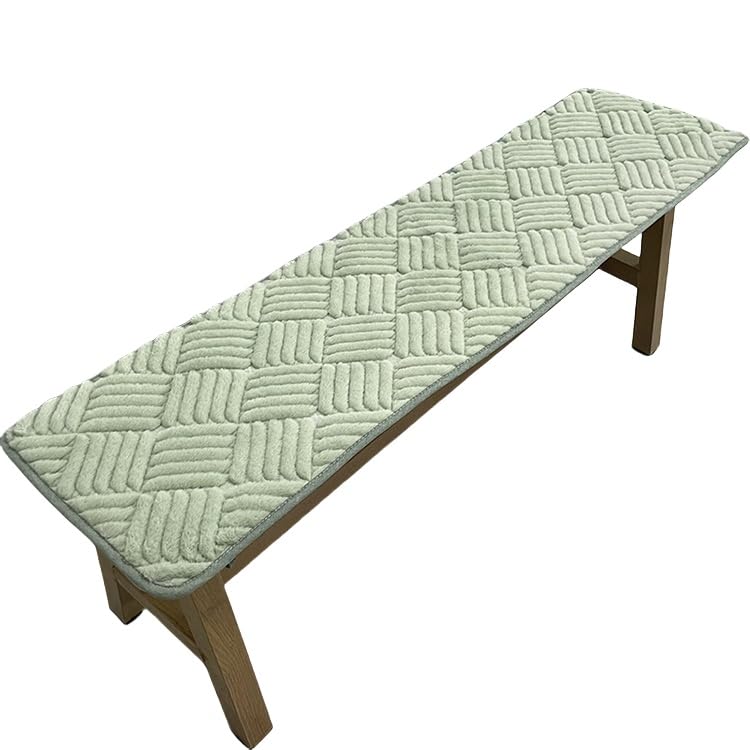 Cojín de banco para exteriores, 30 x 200 cm, cojín rectangular de felpa suave con correas antideslizantes, a rayas, color verde salvia, para jardín de 2/3 plazas, uso en interiores