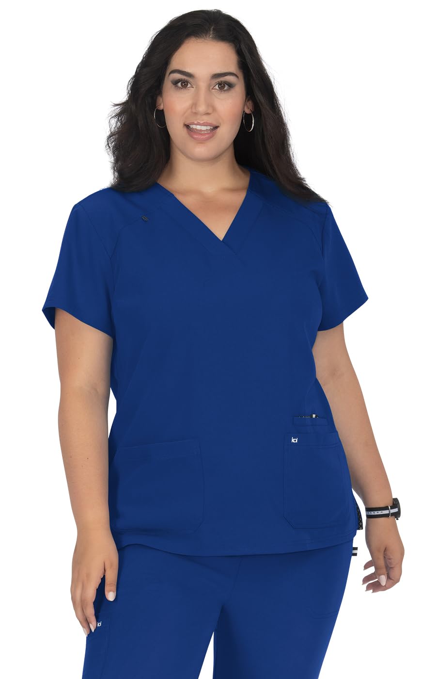 Koi Women's Galaxy Next Gen 3 Pocket Hustle And Heart V-Neck Scrub Top, 4-Way Stretch, M