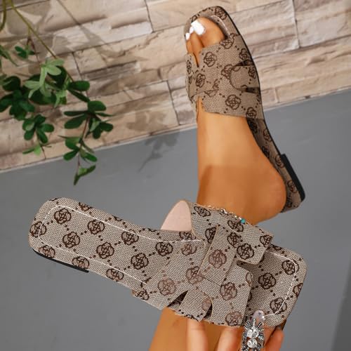 Image of Women's Dressy Casual Flat Sandals, Elegant Comfortable Slip-On Slides with Textured Upper, Versatile Dressy Style for Everyday Wear