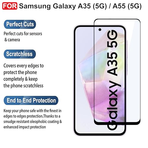 Image of CEDO Tempered Glass for Samsung Galaxy A35 (5G) / A55 (5G) | Screen Protector Full HD Quality Tempered Glass Anti-Scratch Edge to Edge Coverage with Easy Installation Kit (Black)
