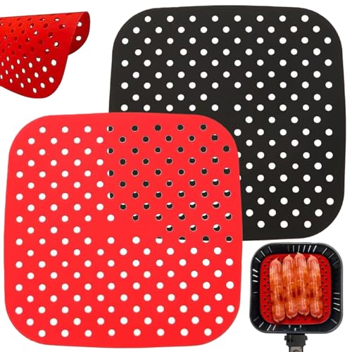 Forros de silicona para freidora de aire que evitan que la comida se pegue, pack de 2 2