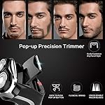 MAX-T Men's Electric Shaver - Corded and Cordless Rechargeable 3D Rotary Shaver Razor for Men with Pop-up Sideburn…