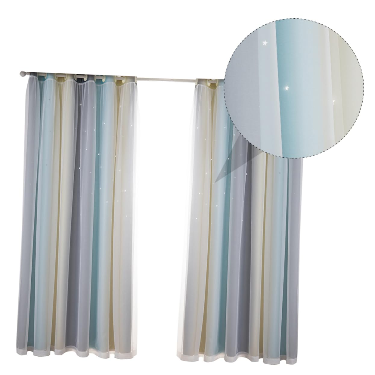Rideaux tulle double couche occultants rideau voilage dégradé isolation thermique salon chambre