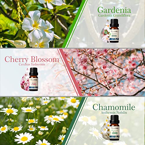Floral Essential Oil Set, Pure And Natural Essential Oils, Rose, Cherry Blossom, Lavender, Gardenia, Ylang Ylang, Chamomile, Essential Oils For Aromatherapy Diffuser, Massage, Candle Making, 6X10Ml #TOP2