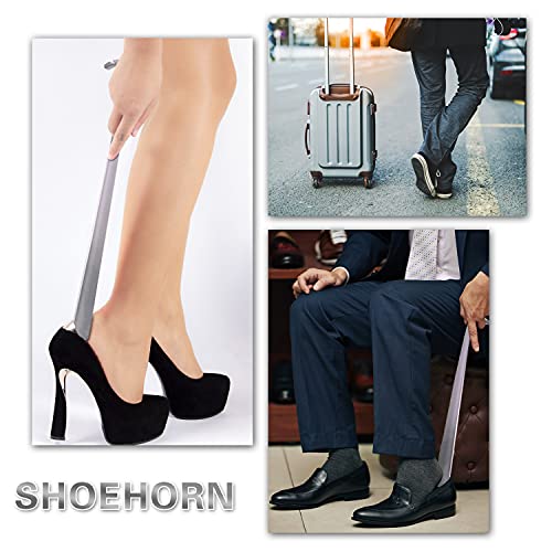 OurTop 3 Stück Schuhlöffel Metall Lang, 41cm & 29cm & 15cm Schuhanzieher aus Metall Stabile Ausführung für Reisen für Schwangere, ältere Menschen