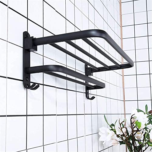 Barre à double serviette noire pliable et robuste pour optimiser le rangement - 3
