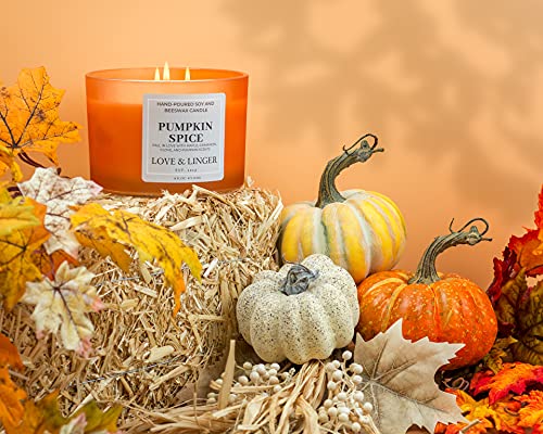 Pumpkin Spice Candle | Fall Candles | Luxury Soy & Beeswax Candles For Home | 16 Oz. Large Jar 3 Wick Candle | Thanksgiving Candle | Fall Scented Candle | Autumn Candles #TOP6