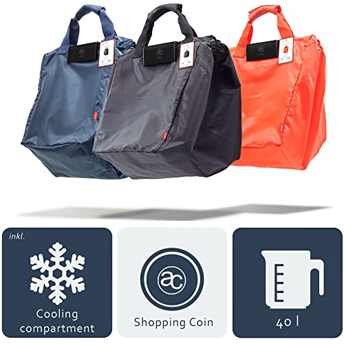 achilles Einkaufswagentasche faltbar mit Kühleinsatz, Kühltasche, Einkaufstasche für alle gängigen Einkaufswagen, Tasche für den Einkaufswagen, Einhängetasche, Schwarz, 54x35x39 cm