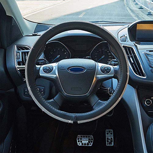 Yorten Capa de volante de carro de cristal brilhante novo em couro macio com lindos strass acessório