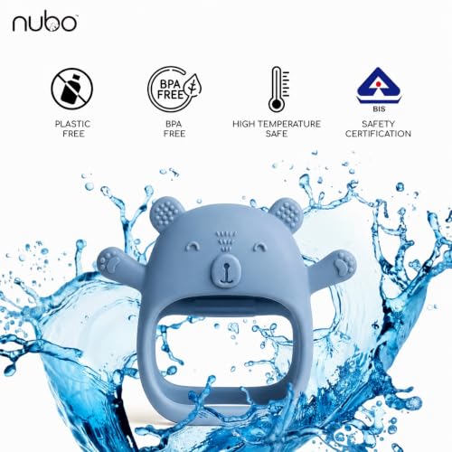 Image of Nubokind Koala Wrist-Fit No-Drop Baby Teether | Silicone Teething Toy for 3-12 Months | BPA Free, BIS Certified Chew Toy for 0-6 Months, Molar Relief | Sky Blue | Single Pack