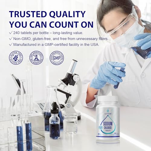 Image of Pure Sodium Chloride Tablets 1000mg | 240 Count Salt Supplement