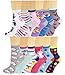 Ayla 12 Pairs Pack Kids Girls Colorful Creative Fun Novelty Design Crew Socks (4-6, Crazy Design)
