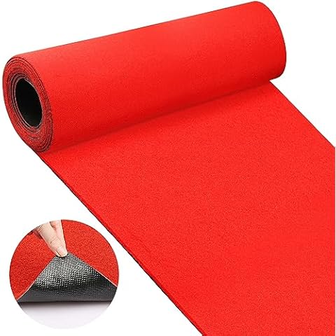 Red Carpet Runner for Party - Aisle Rug 2.6x6ft -0.25in Thick Non-Slip for Weddings Parties Proms and Any Other Runway Events - Easy to Clean Cover