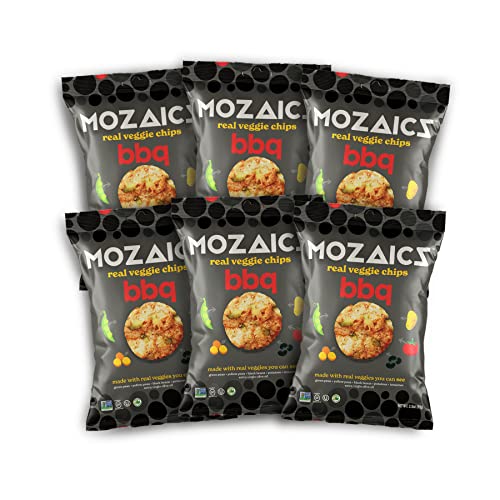 Mozaics Bbq - Popped Veggie Chips (6-Pack) | Healthy Pea Protein Crisps | Gluten Free (3.5 Oz Bags) #TOP7