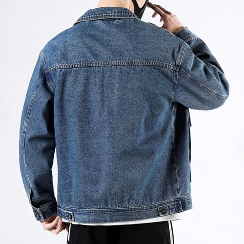 Maiyifu-GJ Men's Distressed Denim Jacket Cotton Casual Slim Fit Trucker Jean Jackets Spring Fall Lightweight Motorcycle Coats3