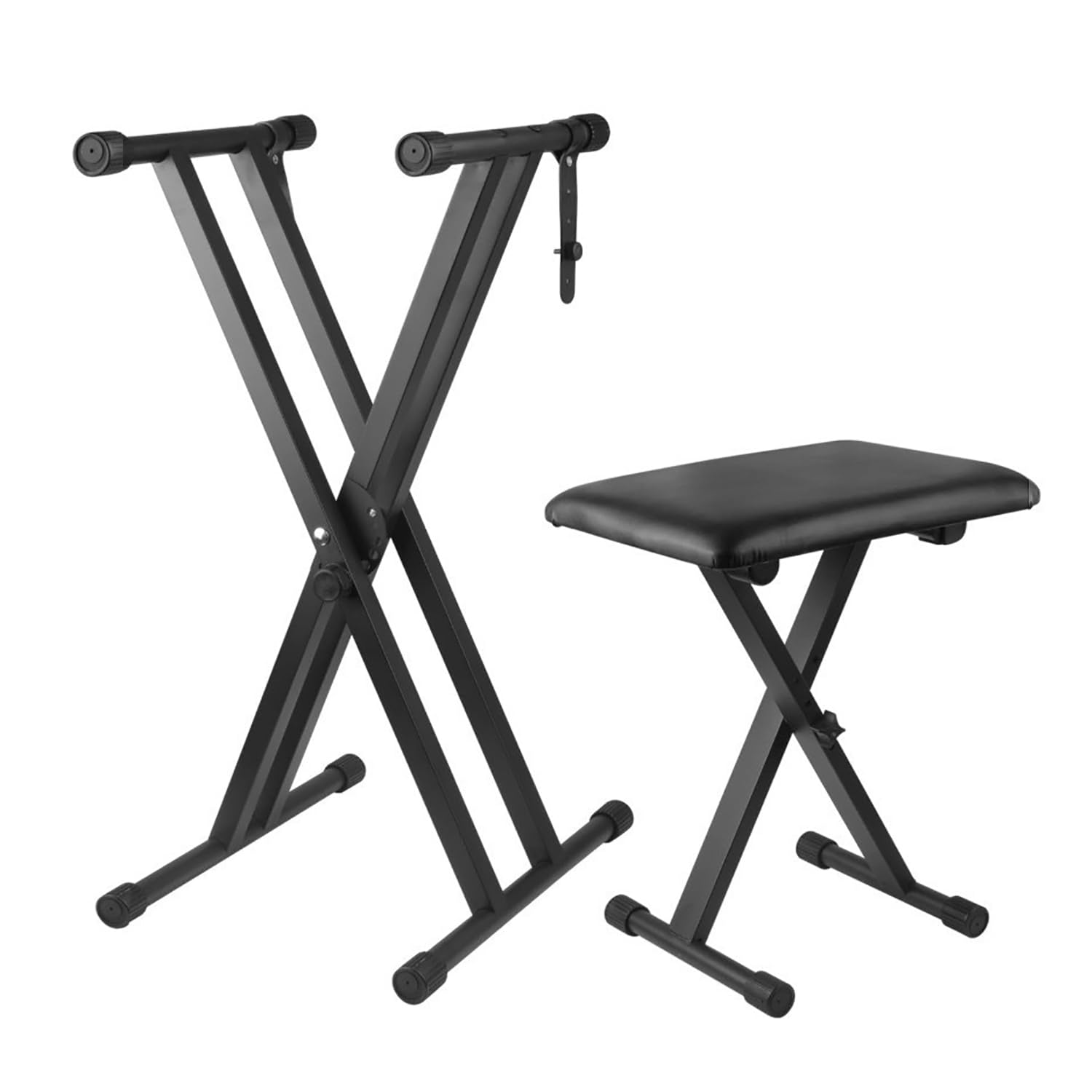 Supporto Tastiera Musicale,Sgabello Pianoforte Regolabile,Regolabile in Altezza,Doppio X-Frame Keyboard Stand Set di Sgabelli per Tastiera Pieghevole,Panchetta Imbottita Regolabila in 4 Posizioni