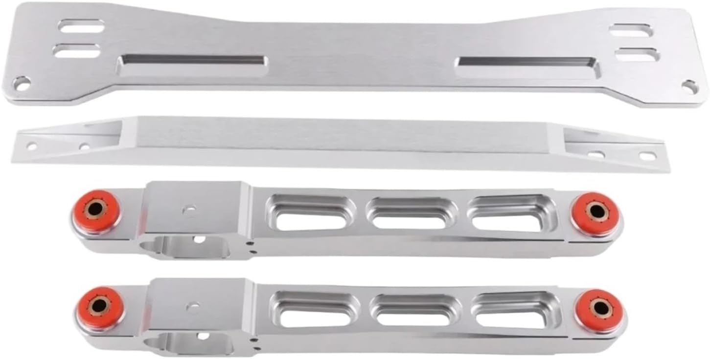 Racing Car Rear Subframe Bar+ Lower Tie Bar+ Rear Lower Control Arm Silver Gold Compatible with Mitsubishi Proton 97-01(Silver)