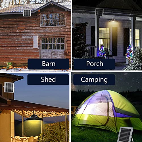 Lotofit Solar Dusk To Dawn Lights Outdoor, 1200Lm 100 Led Solar Pendant Lights Outdoor Waterproof, Dimmable Indoor Solar Shed Lights With Remote Timer For Home Porch Shed Barn Garage, Black #TOP5