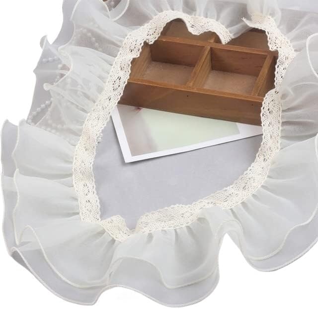 Lace Trim，Pleated Chiffon Lace Edge Trim ，Nice Ruffle Applique Double Layer Organza Tulle Lace Handmade DIY Kids Sleeve Fluffy Cake Skirt Storage Basket Border Decoration(Beige)