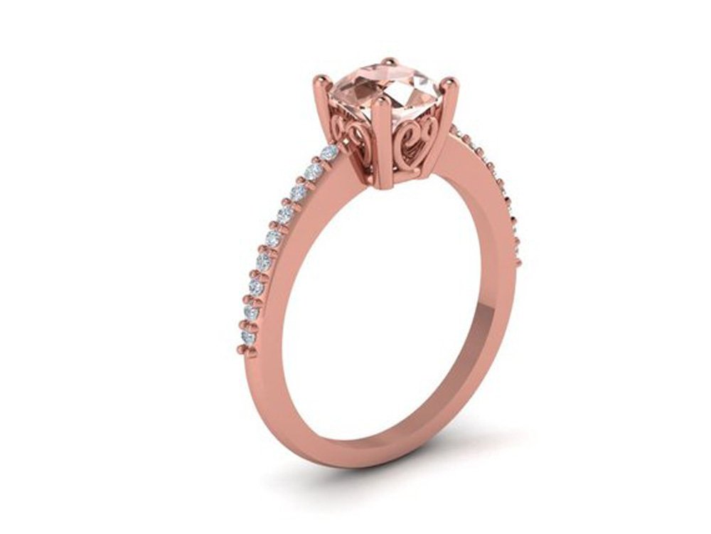 IGI USA Certified Natural Morganite and Diamond Engagement Ring in 10K Rose Gold