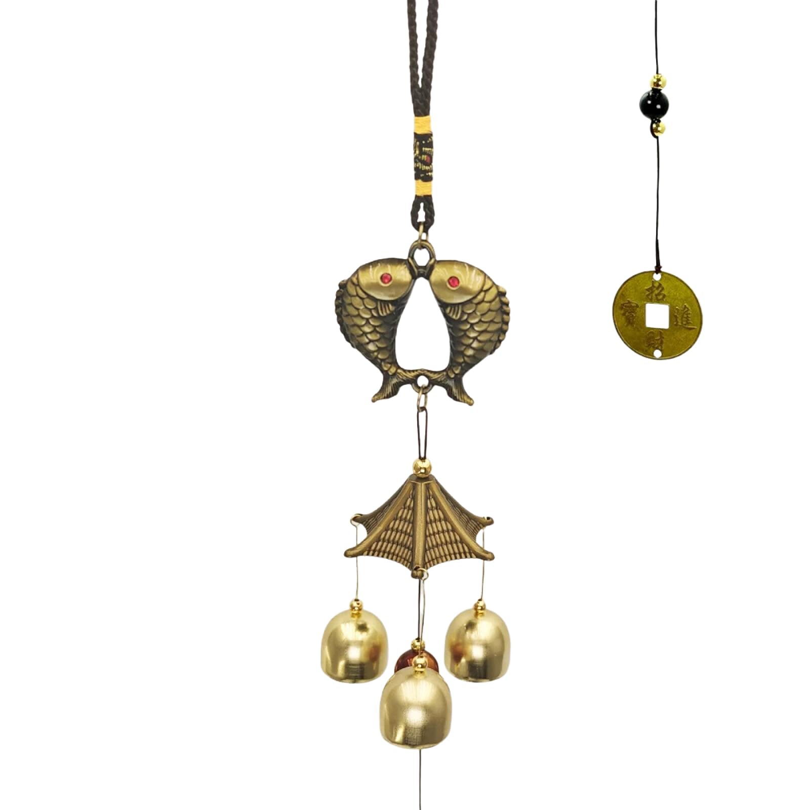 1 PC Lucky Wind Chimes Feng Shui Hanging Wind Chimes for Garden Good Luck Chinese Wind Bells with Coin Matel Bells Butterfly Cat，H