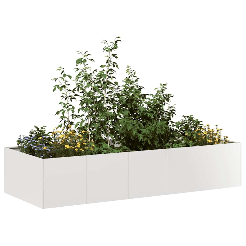 IKAYAA Raised Garden Bed Galvanised planter Bottomless Galvanised Steel Planter Box for Growing Outdoor Plants, Vegetables-stainless steel-200 x 80 x 40 cm