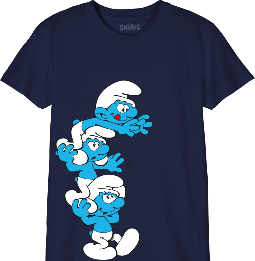 Les Schtroumpfs BOSMURFTS015 T-Shirt, Navy, 6 Ans Garçon