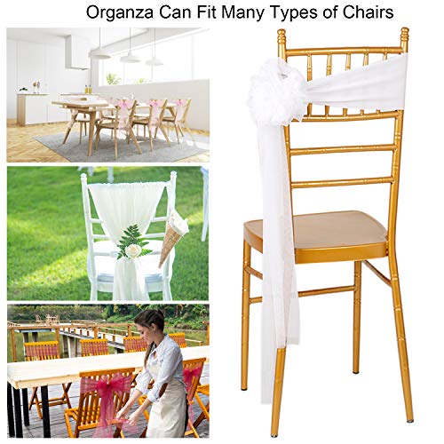 BIT.FLY Pack of 50 Organza Sashes Chair Cover 18 x 275 cm for Parties Weddings, Celebrations (Ivory), 18 x 275cm - Image 4