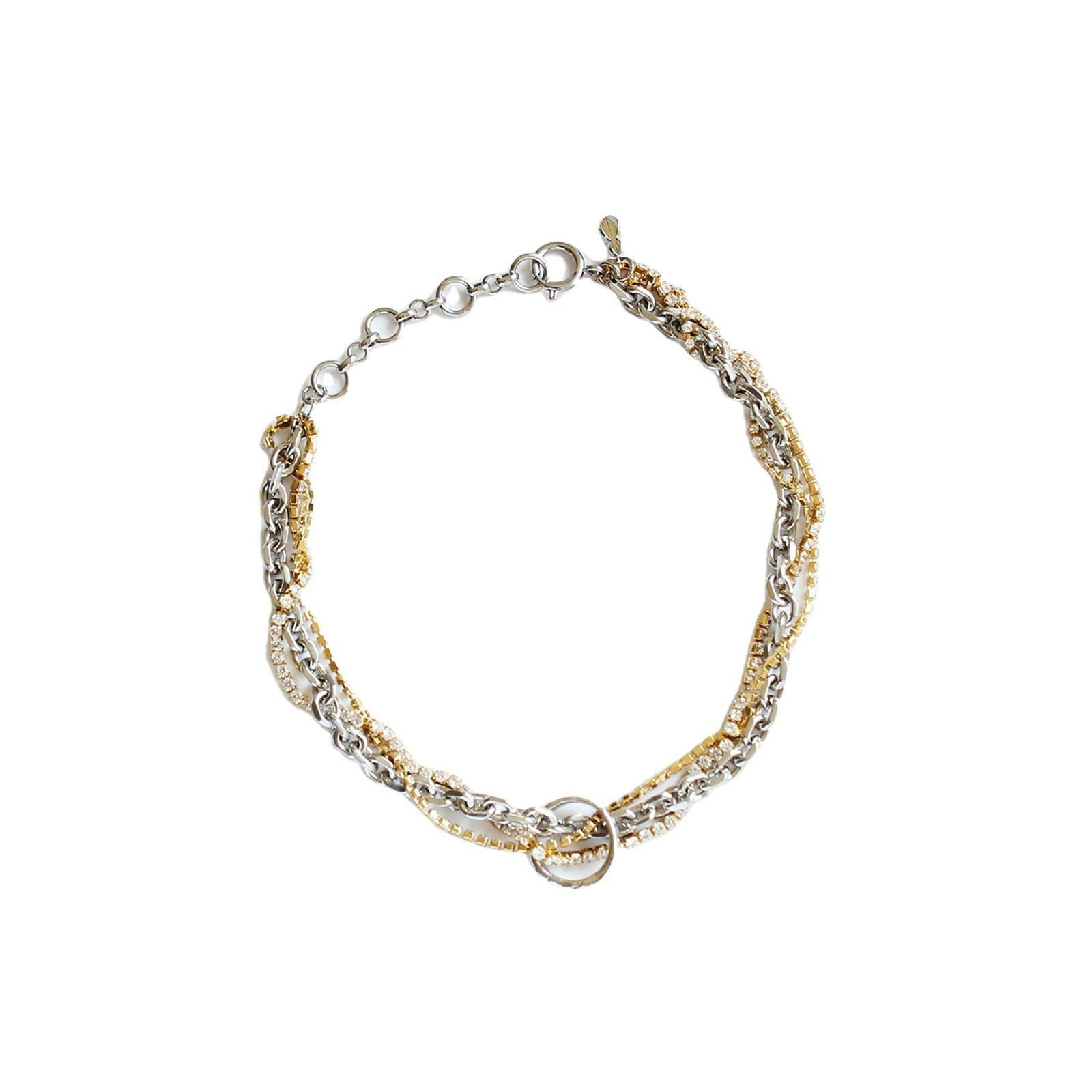 Collar chapado en oro para mujer, collar de cadena de plata vintage geométrica con circonita cúbica para boda