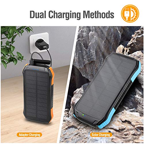 Solar Charger, ENEGON 2 Pack Outdoor Solar Panel Power Bank 12000mAh with 15 LEDs Flashlight and 2 Outputs-5V/2.1A & 1 Input for iPhone, Android Smartphones and Other Devices for Camping Hiking